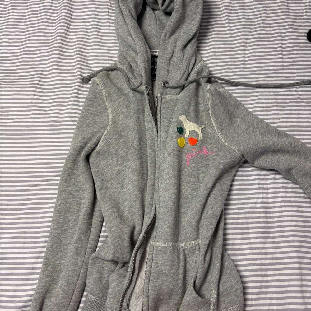 Gray PINK Victoria’s Secret Hoodie zip up